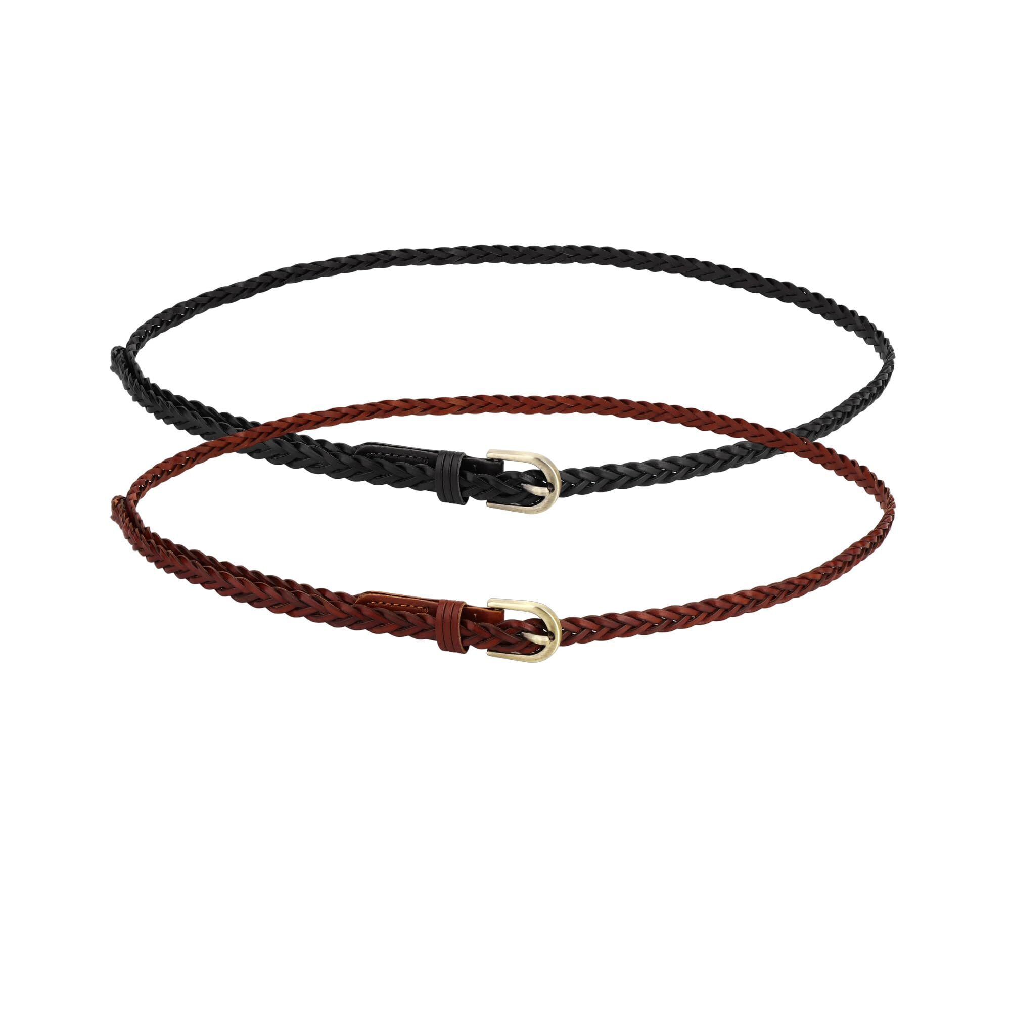 2736 Braided Belt Women Pu Leather Waist Skinny Woven For Dress
